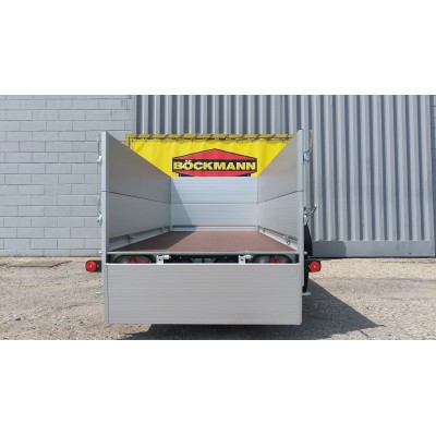 Carrello rimorchio auto frenato mono asse con sponde in alluminio