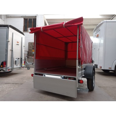 Carrello rimorchio auto frenato mono asse con sponde in alluminio