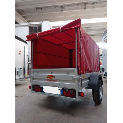 Carrello rimorchio auto frenato mono asse con sponde in alluminio