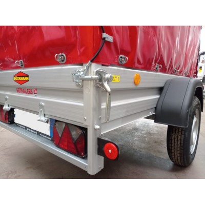 Carrello rimorchio auto frenato mono asse con sponde in alluminio