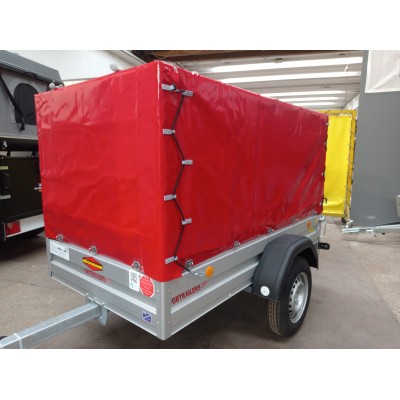 Carrello rimorchio auto frenato mono asse con sponde in alluminio