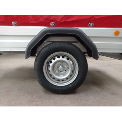 Carrello rimorchio auto frenato mono asse con sponde in alluminio