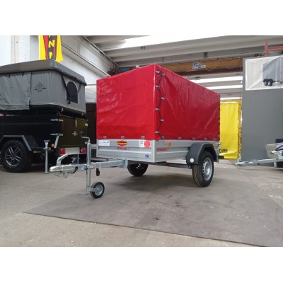 Carrello rimorchio auto frenato mono asse con sponde in alluminio