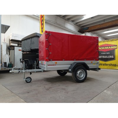 Carrello rimorchio auto frenato mono asse con sponde in alluminio