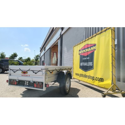 Carrello rimorchio auto frenato mono asse con sponde in alluminio