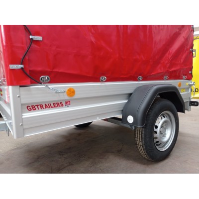 Carrello rimorchio auto frenato mono asse con sponde in alluminio