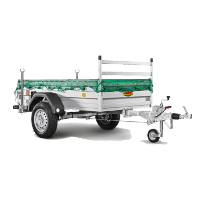 Carrello rimorchio auto frenato mono asse con sponde in alluminio
