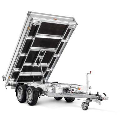 Carrello rimorchio auto ribaltabile tri-latterale con pompa elettrico
