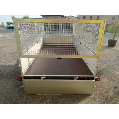 Carrello rimorchio auto frenato mono asse con sponde in alluminio