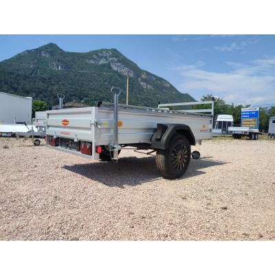 Carrello rimorchio auto mono asse con sponde in alluminio frenato