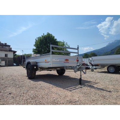 Carrello rimorchio auto mono asse con sponde in alluminio frenato