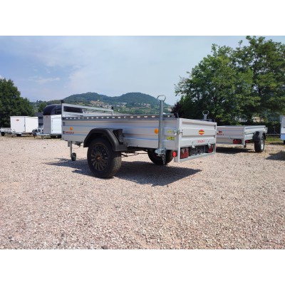 Carrello rimorchio auto mono asse con sponde in alluminio frenato