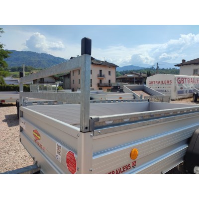 Carrello rimorchio auto mono asse con sponde in alluminio frenato