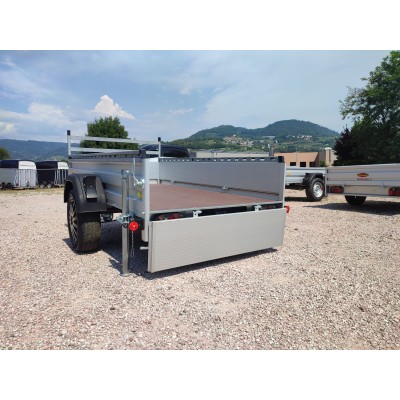 Carrello rimorchio auto mono asse con sponde in alluminio frenato