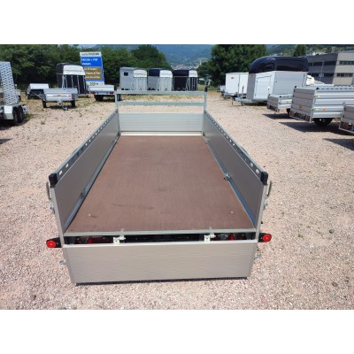 Carrello rimorchio auto mono asse con sponde in alluminio frenato