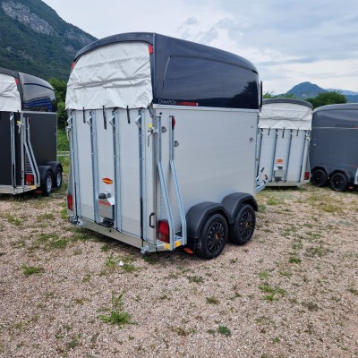 Trailer trasporto cavalli due posti in alluminio Boeckmann Champion Esprit Silver + Black