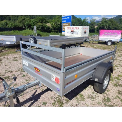 Carrello rimorchio auto mono asse con sponde in alluminio frenato