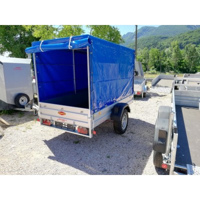 Carrello rimorchio auto frenato mono asse con sponde in alluminio