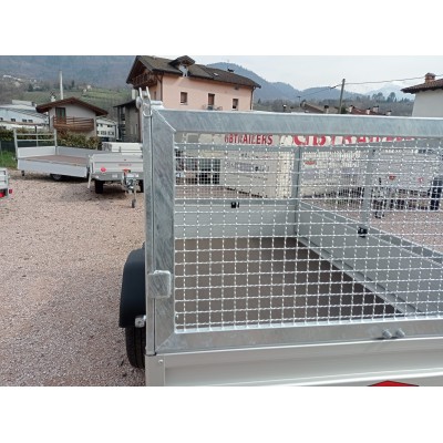 Carrello rimorchio auto frenato mono asse con sponde in alluminio