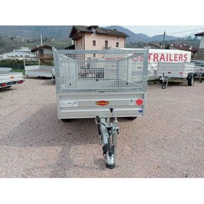 Carrello rimorchio auto frenato mono asse con sponde in alluminio