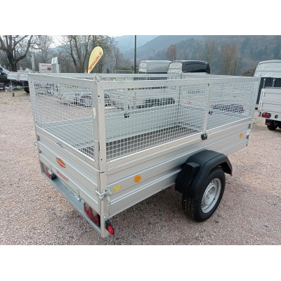 Carrello rimorchio auto frenato mono asse con sponde in alluminio