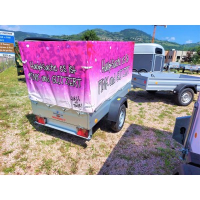 Pronta consegna Carrello appendice rimorchio auto mono asse frenato con centina