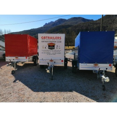 Carrello rimorchio auto frenato mono asse con sponde in alluminio