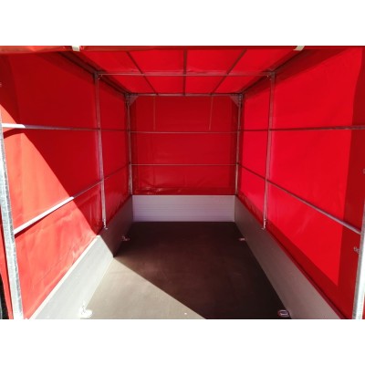 Carrello rimorchio auto frenato mono asse con sponde in alluminio