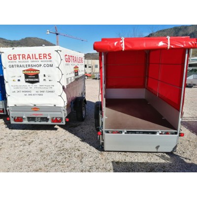 Carrello rimorchio auto frenato mono asse con sponde in alluminio