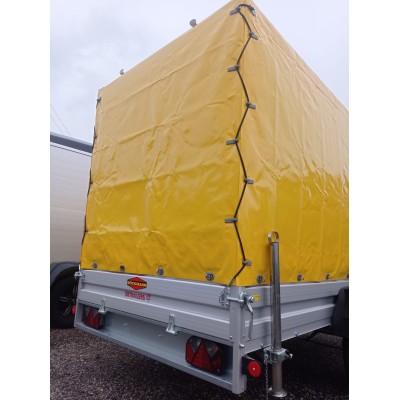 Carrello rimorchio auto frenato mono asse con sponde in alluminio