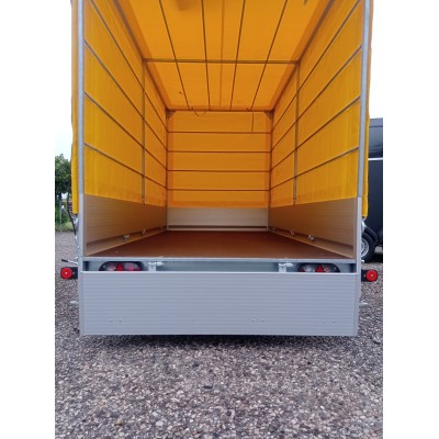 Carrello rimorchio auto frenato mono asse con sponde in alluminio