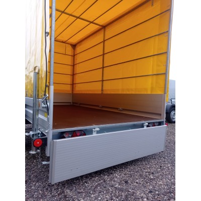 Carrello rimorchio auto frenato mono asse con sponde in alluminio