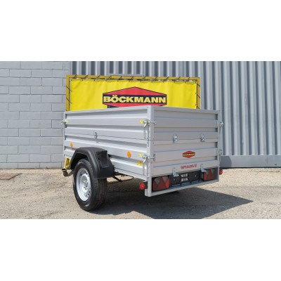 Carrello rimorchio auto frenato mono asse con sponde in alluminio