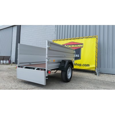 Carrello rimorchio auto frenato mono asse con sponde in alluminio