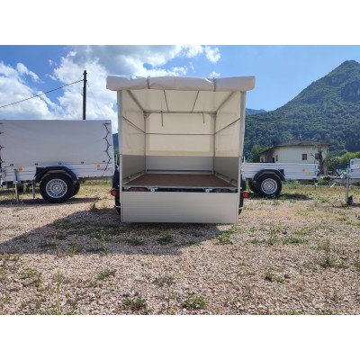 Carrello rimorchio auto frenato mono asse con sponde in alluminio