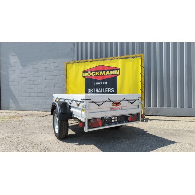 Carrello rimorchio auto frenato mono asse con sponde in alluminio