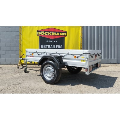 Carrello rimorchio auto frenato mono asse con sponde in alluminio