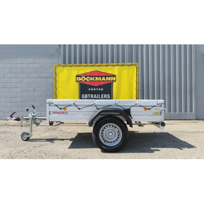 Carrello rimorchio auto frenato mono asse con sponde in alluminio