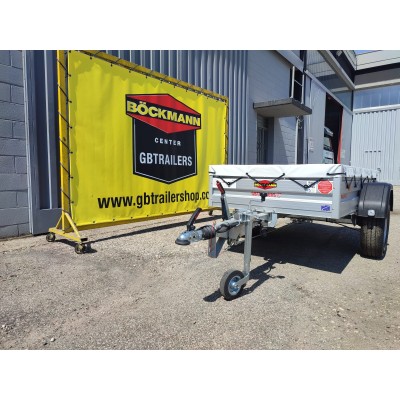 Carrello rimorchio auto frenato mono asse con sponde in alluminio