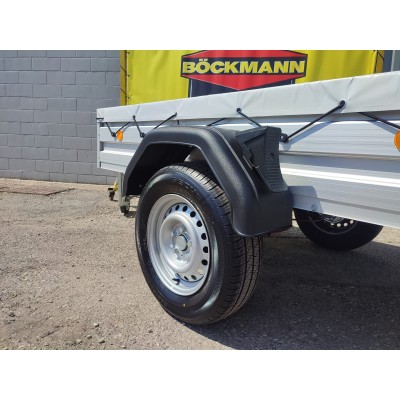 Carrello rimorchio auto frenato mono asse con sponde in alluminio