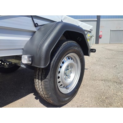 Carrello rimorchio auto frenato mono asse con sponde in alluminio